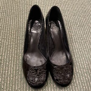Tory Burch black patent leather shoes.